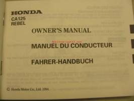 Honda CA125 Rebel owner´s manual käyttöohjekirja