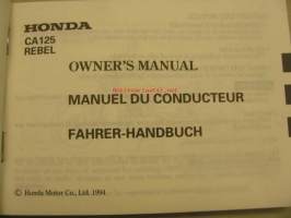 Honda CA125 Rebel owner´s manual käyttöohjekirja