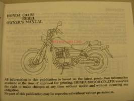 Honda CA125 Rebel owner´s manual käyttöohjekirja
