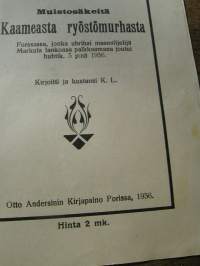 muistosäkeitä. kaameasta ryöstömurhasta.forssassa,jonka uhriksi maanviljelijä markula lankonsa palkkaamana joutui.huhtik,3 p.nä, 1936