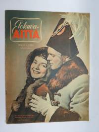 Elokuva-Aitta 1950 nr 8, Kansik. Eila Peitsalo &amp; Leif Wager, Oscrin saajat, Varkaitten markkinat, Tähtien pukuhuolia, Tähtikuvasto-kuvia Henry Theel, Elna Hellman