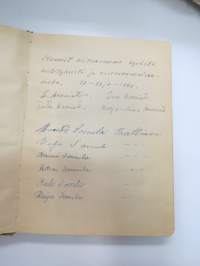 Visakoivukantinen vieraskirja, käytetty -guest book, used, curly birch covers
