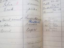 Rakennus- ja Asunto O.Y. Puistokatu 17b - Talonasukasluettelo 1911 - noin 1952, järjestyssäännöt, laskukansio vuodelta 1938