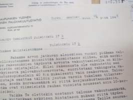Rakennus- ja Asunto O.Y. Puistokatu 17b - Talonasukasluettelo 1911 - noin 1952, järjestyssäännöt, laskukansio vuodelta 1938