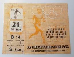 XV Olympia Helsinki 1952, pääsylippu