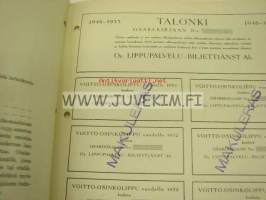 Oy. Lippupalvelu -Biljettjänst Ab. Helsinki 1945, 1 000 mk -osakekirja