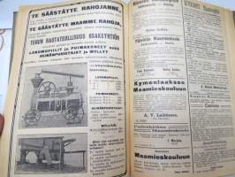 Pellervo 1915 - sidottu vuosikerta, monipuolinen maatalousaiheinen lehti, paljon mainoksia -agricultural magazine - annual volume