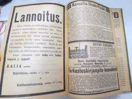 Pellervo 1915 - sidottu vuosikerta, monipuolinen maatalousaiheinen lehti, paljon mainoksia -agricultural magazine - annual volume