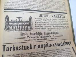 Pellervo 1915 - sidottu vuosikerta, monipuolinen maatalousaiheinen lehti, paljon mainoksia -agricultural magazine - annual volume