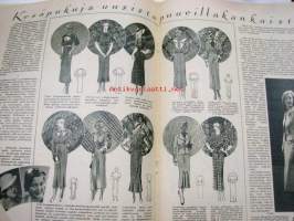 Oma Koti 1934 nr 9 toukokuu (kansi Martta Wendelin), Äitini virsi, monivuotisia kukkia, Morsiamen lakanat somistetaan, Puikot ja villalankaa, Kieku ja Kaiku