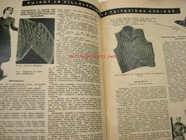 Oma Koti 1934 nr 9 toukokuu (kansi Martta Wendelin), Äitini virsi, monivuotisia kukkia, Morsiamen lakanat somistetaan, Puikot ja villalankaa, Kieku ja Kaiku