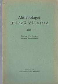 Brandö Villastag Ab berättelse öfver bolagen 1920