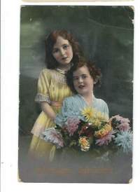 Kuin kukkasia    - lapsipostikortti kulkenut 1916
