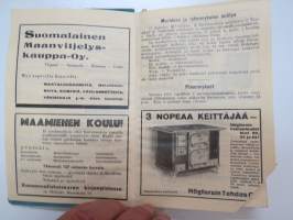 Maatalouskalenteri 1933, maatalousaiheisia artikkeleita, taulukoita, kirjoituksia, runsaasti mainoksia maatalouteen liittyen -agricultural calender