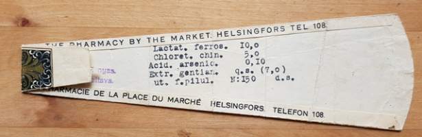 Apoteket vid Salutorget.Helsinfors, resepti signatuuri
