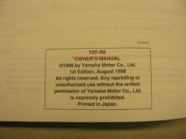 Yamaha YZF R6 owner´s manual käyttöohjekirja