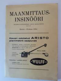 Maanmittausinsinööri, Maanmittausinsinöörien liiton aikakauskirja N:o 7-8 1954