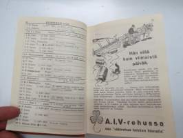 Maatalouskalenteri 1938, sisältää monipuolisesti ja runsaasti taulukoita, tietoja maatalouteen liittyvistä aiheista, mainoksia ym. -agricultural calendar