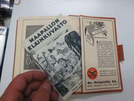 Maatalouskalenteri 1938, sisältää monipuolisesti ja runsaasti taulukoita, tietoja maatalouteen liittyvistä aiheista, mainoksia ym. -agricultural calendar