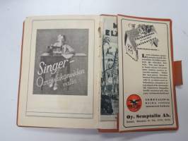 Maatalouskalenteri 1938, sisältää monipuolisesti ja runsaasti taulukoita, tietoja maatalouteen liittyvistä aiheista, mainoksia ym. -agricultural calendar