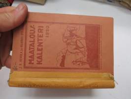 Maatalouskalenteri 1920, sisältää monipuolisesti ja runsaasti taulukoita, tietoja maatalouteen liittyvistä aiheista, mainoksia ym. -agricultural calendar
