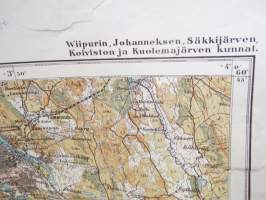 IV: U. Wiipuri (Viipuri) - Wiipurin, Johanneksen, Säkkijärven Koiviston ja Kuolemajärven kunnat 1921 -kartta / map