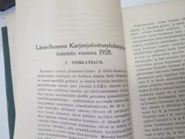 Länsi-Suomen Karjanjalostusyhdistys vuosikertomus v. 1928 -annual report, cattle breeding society