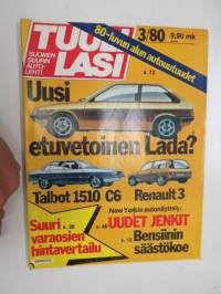 Tuulilasi 1980 nr 3, sisältää mm. seur. artikkelit / kuvat / mainokset;Etuvetoinen Lada?, Talbot 1510 C6, Renault 3, Sähkö Trabant, Bensiinin säästäminen, ym.