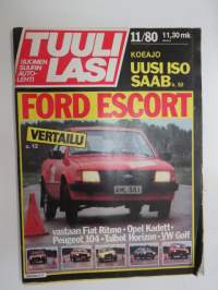 Tuulilasi 1980 nr 11, sisältää mm. seur. artikkelit / kuvat / mainokset; Ford Escort / Fiat Ritmo / Opel Kadett / Peugeot 104 / Talbot Horizon / VW Golf, ym.