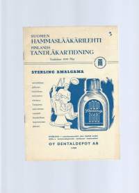 Suomen hammaslääkärilehti / Suomen hammaslääkäriliitto.  Muut nimekkeet: Hammaslääkärilehti   1959 toukokuu