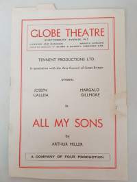 Globe Theatre Program, All My Sons by Arthur Miller