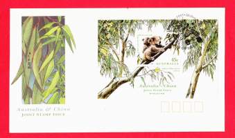 FDC Ensipäiväkuori Australia-Kiina yhteisjulkaisu1995 : Pienoisarkki/blokki koalat