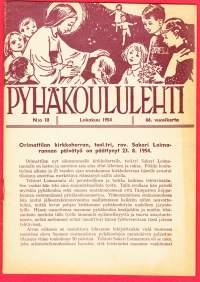 Pyhäkoululehti N:o 10 lokakuu 1954