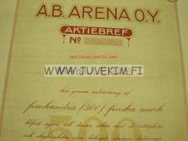 A.B. Arena O.Y., Helsinki 1916, 500 mk -osakekirja
