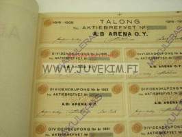 A.B. Arena O.Y., Helsinki 1916, 500 mk -osakekirja