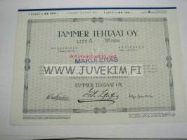 Tammer Tehtaat Oy, Tampere, 100 mk -osakekirja