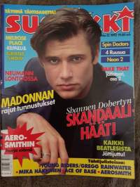 Suosikki N:o 12 1993. Julisteissa: Mika Häkkinen, Aerosmith Steven Taylor, Ace of Base, Gregg Rainwater. Asiaa:Kaikki Beatleseista, Aerosmithien hurja elämä, 4Ruusua