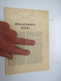 Alkeisliidokki Esa Nybörjarmodellen -kokoamisohje v. 1945