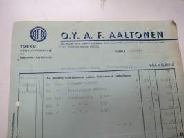 Oy A.F. Aaltonen, Turku 9.10.1948 - Autokoulu ja autokorjaamo Visa, Uusikaupunki -asiakirja / business document