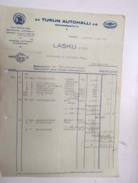 Oy Turun Autohalli Ab, Turku 4.9.1947 - Autokoulu ja autokorjaamo Visa, Uusikaupunki -asiakirja / business document