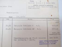 Oy Vacuum Oil company Ab, Helsinki, 22.3.1949 - Autokoulu ja autokorjaamo Visa, Uusikaupunki -asiakirja / business document