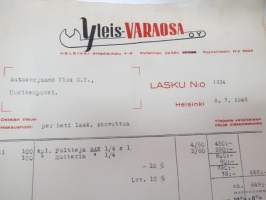 Yleisvaraosa Oy, Helsinki, 8.7.1946 - Autokoulu ja autokorjaamo Visa, Uusikaupunki -asiakirja / business document