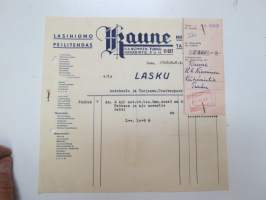 Lasihiomo Peilitehdas Metallitehdas Taidetakomo Kaune H.A. Nieminen, Turku 8.12.1949 - Autokoulu ja autokorjaamo Visa, Uusikaupunki -asiakirja / business document