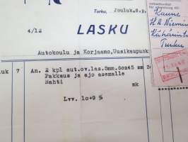 Lasihiomo Peilitehdas Metallitehdas Taidetakomo Kaune H.A. Nieminen, Turku 8.12.1949 - Autokoulu ja autokorjaamo Visa, Uusikaupunki -asiakirja / business document