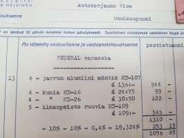 Autola Oy, Helsinki 22.5.1947 - Autokoulu ja autokorjaamo Visa, Uusikaupunki -asiakirja / business document