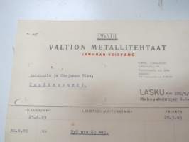 VMT Valtion Metallitehtaat Janhuan Veistämö, Uusikaupunki, 4.6.1949 - Autokoulu ja autokorjaamo Visa, Uusikaupunki -asiakirja / business document