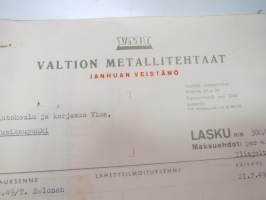 VMT Valtion Metallitehtaat Janhuan Veistämö, Uusikaupunki, 4.8.1949 - Autokoulu ja autokorjaamo Visa, Uusikaupunki -asiakirja / business document