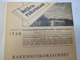 Miten rakennan ja sisustan kotini 1948 nr 7-8 Maaseudun rakentajien ammattilehti -magazine