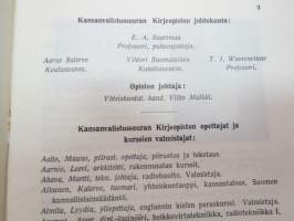 Kansanvalistusseuran kirjeopisto - 4 kpl erilaisia toimintaa ja kursseja esitteleviä kirjasia