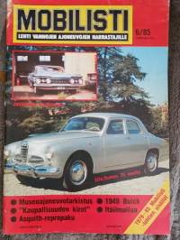 Mobilisti 1985 no 6. Alfa-Romeo 75 vuotta, Buick 1949 värikuva-aukea